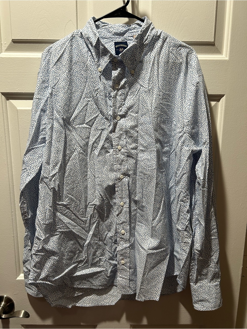 Bills Khaki Printed Blue Micro Dot Standard Fit Long-Sleeve Button-Down Shirt